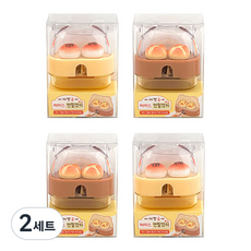 Joseonmunbanggu 麵包熊外殼削鉛筆機 2款 x 2入組, 六瓣大蒜麵包款, 整顆紅豆麵包款, 2套