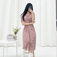 피어니스트 백오픈 플라워 반팔 롱 원피스 빅사이즈 포함