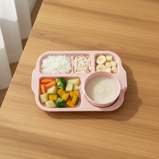 On The Kitchen韓國產Yummy身材管理餐盤+碗組, 1套, 桃粉色