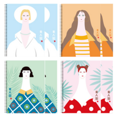 YOUNG ART 壓花美人圖練習本 110張 x 4款組合, 混合顏色, 2套