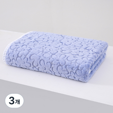 소니오 플라워 소프트 샤워 바스타월 300g 폴리에스테르사, 04 라벤더블루, 3개