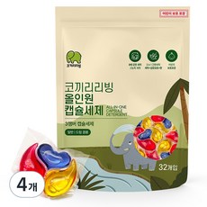 코끼리리빙 올인원 캡슐세제 장미향, 4개, 32개입
