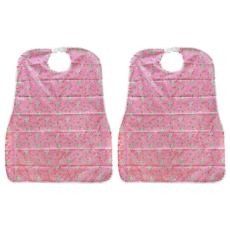 pyeonrian 粉紅花朵防水圍兜圍裙, 2個