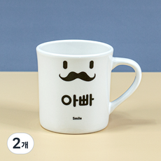 해피정코리아 스마일 패밀리 머그컵 370ml, 화이트 아빠, 2개 화이트 아빠, 2개