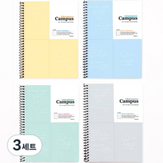 미소로 3000 캠퍼스 수학 연습장 2304 4종 세트, 옐로우, 블루, 민트, 그레이, 3세트