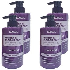 KUNDAL 昆黛爾 蜂蜜澳洲堅果保濕護髮乳 White Musk, 500ml, 4瓶