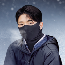 NORMAL LIFE 冬季用刷毛防曬透氣面罩, 黑色, 1個