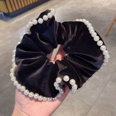 비투윈 패션 벨벳 비즈 곱창 머리끈