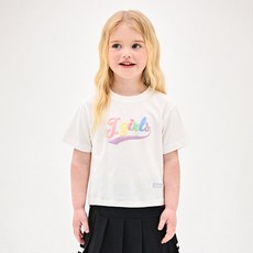 JELISPOON 女童半短版珍珠印花短袖T恤