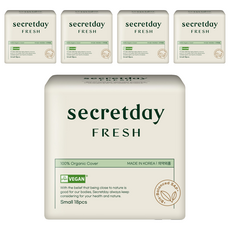 secretday Fresh棉質衛生棉, 18片, 5包, 小型(21cm)