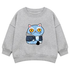 Little rabbit 親子款藍色怪獸貓咪寬鬆大學T