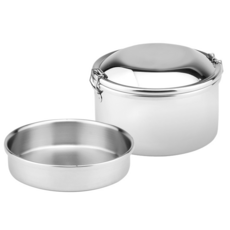 ZEBRA THAILAND 斑馬牌 圓型雙層便當 8S12/12CM SUS 304不鏽鋼, 銀色, 1個