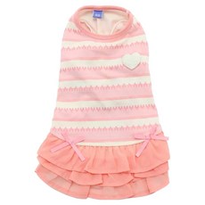 PET PARADISE 寵物衣服 橫條紋蓬蓬裙 粉白 4S, 1個
