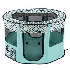 毛小孩星球 產房/玩具房/戶外旅行圍欄狗窩 圓形摺疊寵物圍欄帳篷 幼犬/幼貓 貓狗適用, 綠色, 1個