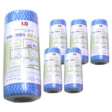 리빙듀오 다용도 항균 롤 행주 블루, 50개, 6개