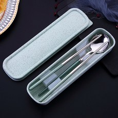 馬卡龍學生便當餐具組, 綠色, 1套