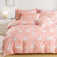 LoveCity 寢城之戀 吸濕排汗萊賽爾天絲 舖棉兩用被套, 福兔粉