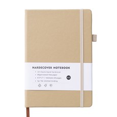精裝硬殼封面日記本 A5, 米白色, 1組