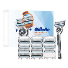 Gillette 吉列 正品 Skin-Tech 手動刮鬍刀握把 + 12入刀片組, 1套