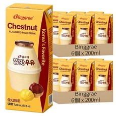 Binggrae 栗子牛奶 保久調味乳, 200ml, 12個