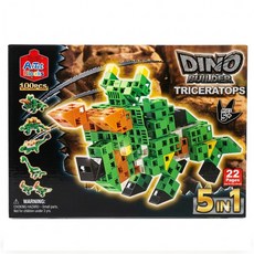 ArTeC 日本彩色積木 DINO恐龍組合 三角龍, 三角龍 綠色, 1個