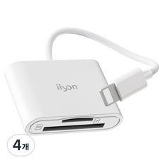 일리온 8핀 OTG 2in1 멀티 카드리더기 TF Micro SD카드 케이블, 화이트, 4개