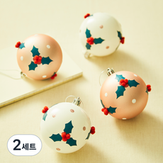 크리스마스 오너먼트볼 트리장식 페인트 글로시 4p 세트, 포인세티아골드, 8cm, 2세트