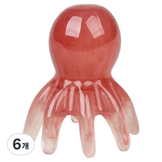 비투윈 휴식 두피 밀랍수지 문어 마사지기 라지, 핑크, 6개