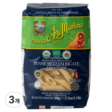 Di Martino 帝馬堤諾 有機條紋筆管麵, 3個, 500g