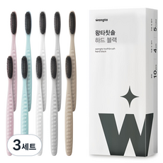 왕타 하드블랙 칫솔 세트, 10개입, 3세트