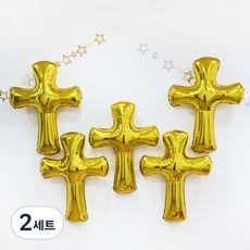 PARTY 09 十字架形狀氣球 5p + 吸管 2p 套組, 2套, 金色