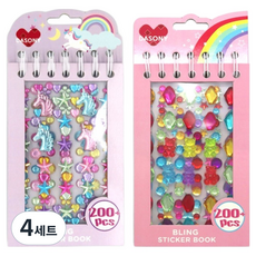 達索尼 滿滿心意串珠裝飾 水鑽愛心星星寶石貼紙書 2款套組, 4套, 隨機出貨