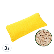친환경편백아트 순면 피그먼트 베이직 베개, 노랑, 3개
