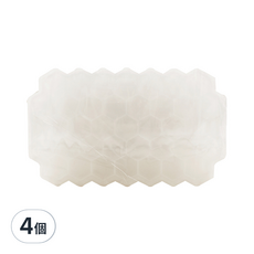 可疊式附蓋蜂巢製冰盒 柔軟盒身 帶防塵蓋設計, 白色, 單一尺寸, 4個