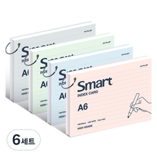 Withna 智慧 A6 索引卡 100張 4款 23-5648, 粉紅色 + 綠色 + 藍色 + 灰色, 6套