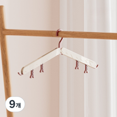 벨라픽 여행용 어깨뿔방지 집게포함 접이식 옷걸이, 레드, 9개