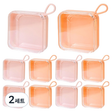 PDS Beauty 方形扁平粉餅便攜式粉撲盒 2款 x 5入組, 2套, 粉橘各半