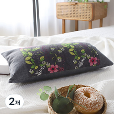 Muibien 亞麻午睡蕎麥枕, 雛菊酒紅, 2個