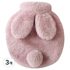 솔르 귀여운 온수팩 온수물주머니 핑크 700ml 원형 17 x 22 x 2 cm, 3개