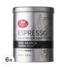 사켈라 100% 아라비카 미듐 로스트 그라운드 볶은커피, 250g, 6개, 커피메이커