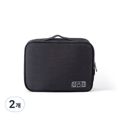 트렌디큐브 케이블 전선 정리 파우치, 2개, 블랙