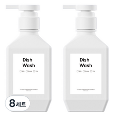 뉴앤룩 폴리 디스펜서 샴푸 바디워시 리필용기 주방세제 공병 일반형 400ml + B라벨스티커 주방세제 세트, 화이트(공병), 8세트