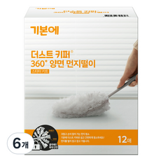 기본에 더스트키퍼 360도 양면 먼지떨이 흡착패드 12p, 화이트, 6개