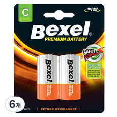 벡셀 알카라인 C형 건전지 LR14, 2개입, 6개