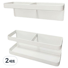 조인메이드 무타공 현관 수납장 정리 부착식 우산꽂이 세트 글루형, 화이트, 2세트