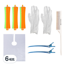 HG-50 셀프파마 시스루뱅 처피뱅 원터치롯드 대 앞머리 파마 세트, 혼합색상, 6세트