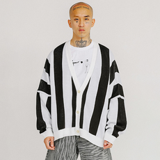 AJOBYAJO 條紋寬鬆開襟衫 AJ222OT005B