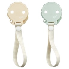 tgm 奶嘴鍊夾組 可調整鬆緊, 米色 + 薄荷綠色, 1組