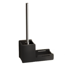 馬桶刷套組, 太空鋁材質 耐腐蝕 免釘膠安裝 適用於浴室 顏色: 槍灰/黑/白, 黑色, 1組