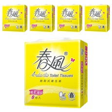 春風 輕柔細緻抽取式衛生紙 雙層, 8包, 5袋